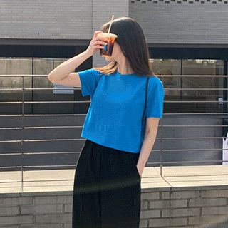 7컬러 베이직 크롭 반팔티