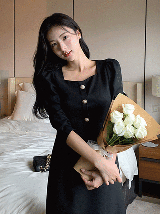 (MADE/2기장X2사이즈) 리움 하트넥 트위드 원피스