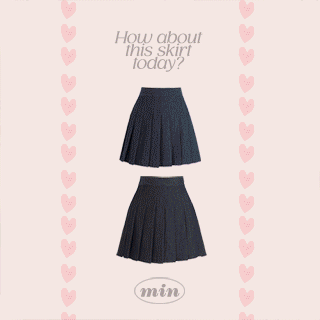 민 플리츠 데님 스커트