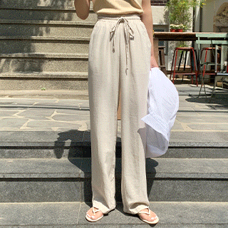 [MADE/2기장/ 필수템] 리에 린넨 밴딩 와이드 팬츠