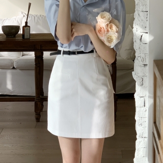 (여름기본템/벨트포함) 아니카 H라인 코튼 미니 스커트 skirt