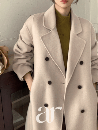 [울+캐시미어함유] (MADE) 센디 더블 핸드메이드 캐시미어 누빔안감 탈부착 롱 코트