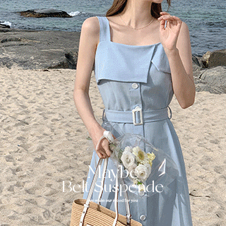 메이비 벨트 서스펜더 원피스
