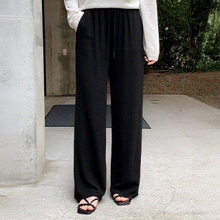 (구김최소화/쿨링원단) 에어 린넨 밴딩 와이드 팬츠