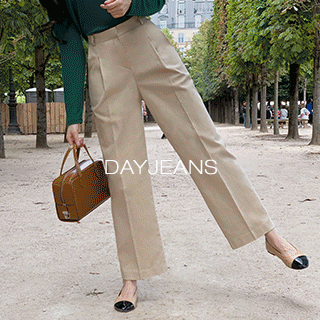 Day Jeans No.28 데이진 코튼 핀턱 세미 와이드 팬츠