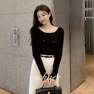 슈에르 더블버튼 골지 가을 가디건