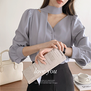 (컬러추가/타이탈착가능!) 러브유 타이 블라우스