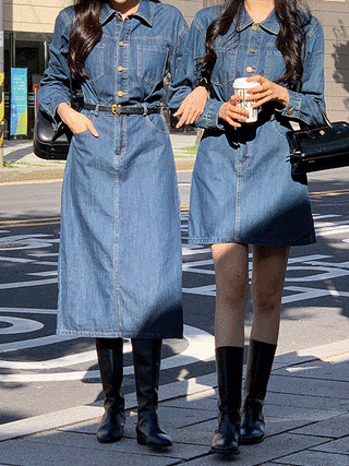 2丈ベルテッドデニムワンピース op15484