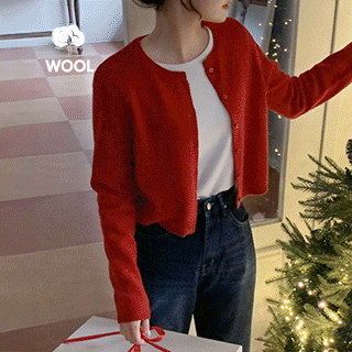 [울80%] (메리노울/까슬거림X/세트가능)디어유 골드 펜던트 캐시 울 가디건
