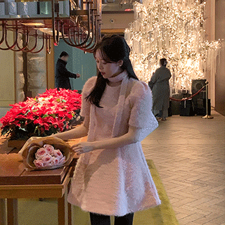 [울함유] (여리함집합룩/뽀송보들♥) 아델리 보들 폭닥 퍼프 플레어 미니 원피스