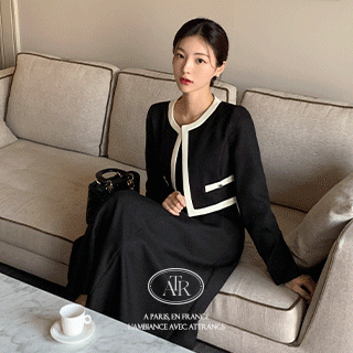 配色ジャケットワンピースセットアップ op15619