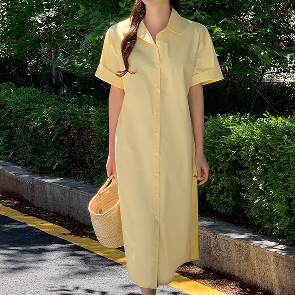 (허리조절ok/완벽군살커버핏) 로인 스트랩 롱 셔츠 원피스