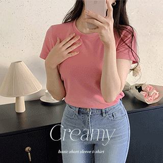 [1000장 돌파✨] (쫀쫀텐션/보송복숭아터치/9컬러) 크리미 베이직 반팔 티셔츠