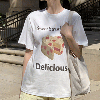 [주문폭주] (데일리만능템!) 스위티 케이크 프린팅 루즈핏 반팔 티셔츠