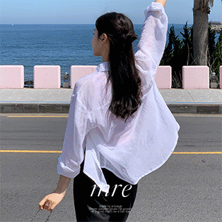(시원한원단/린넨+코튼/장마철준비) 므레 시스루 오버핏 긴팔 셔츠