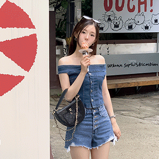 (모델PICK!/데이트룩강추♥) 보엔 오프숄더 세미 크롭 셔츠 블라우스