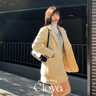 (MADE/셋업/누빔안감) 클로브 겉기모 누빔안감 자켓 미니 스커트 세트