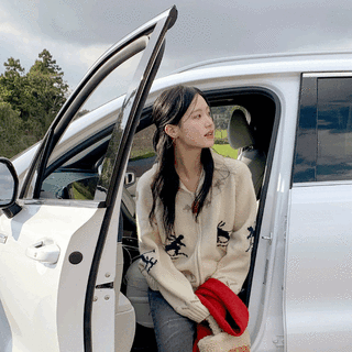 (겨울감성가득♥/아방핏/아우터두께감) 노르딕 카라 집업 니트 가디건