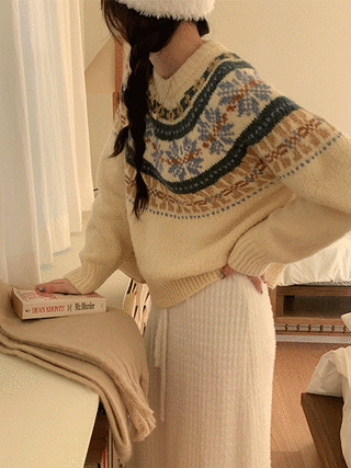 [울함유] (도톰/MD강추♥) 오슬로 눈꽃 노르딕 패턴 울 니트