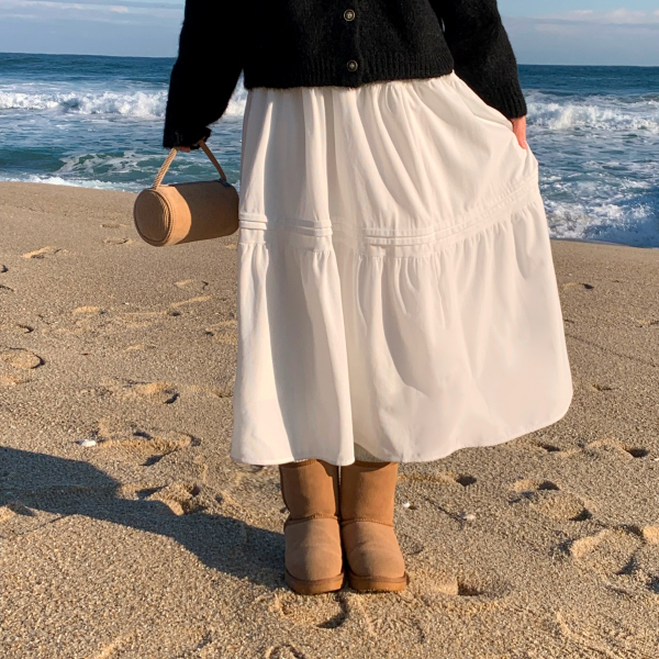 (기모버전 출시!) 플로브 밴딩 캉캉 플레어 기모 롱 스커트