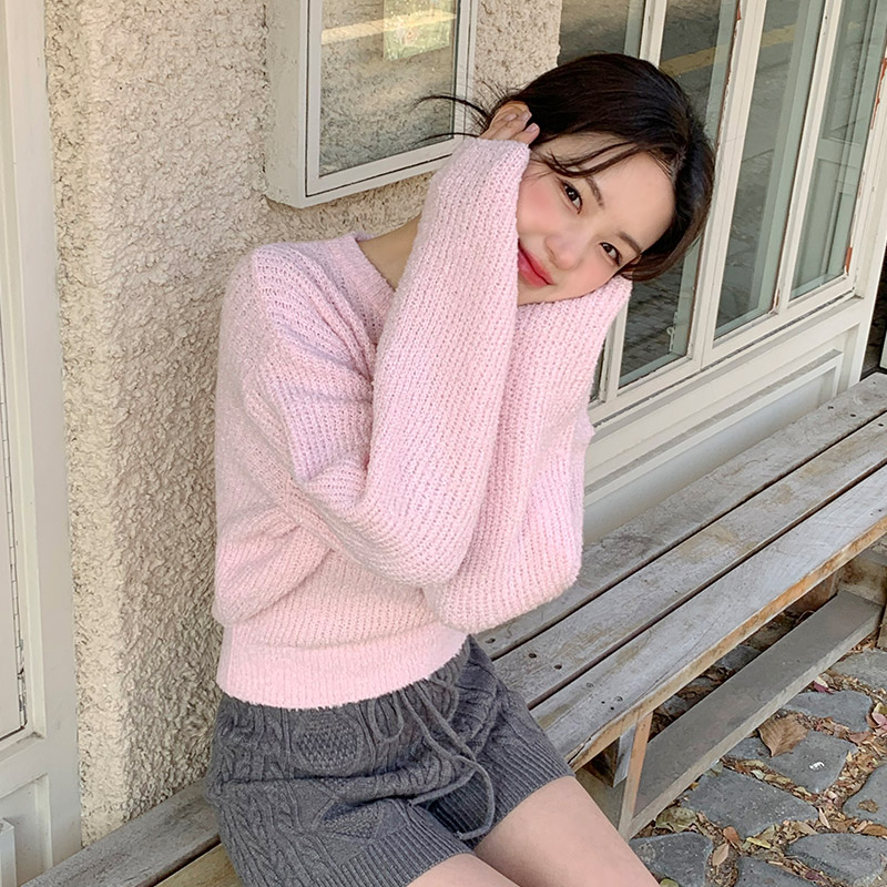 [울함유] (부클소재/보들보들/8컬러/데일리니트) 마롱 부클 울 라운드 니트