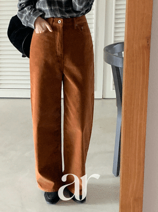 (하체군살커버/포인트컬러/데일리~포멀룩) 테뉴 하이웨스트 코듀로이 세미 와이드 팬츠