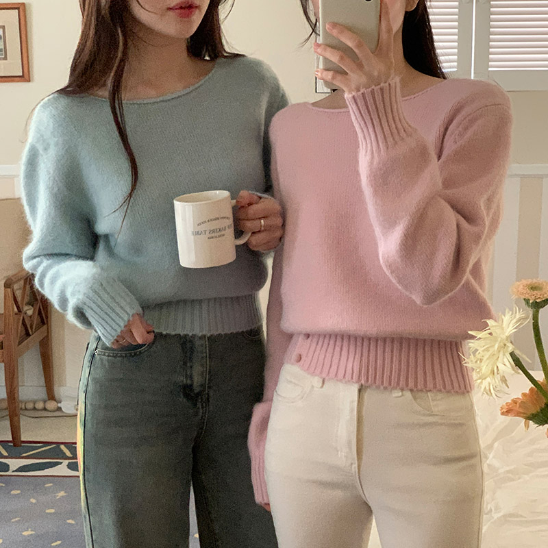(포근보들♥/~초봄까지쭈욱) 블릿 래빗퍼 버튼 입술넥 여리핏 니트
