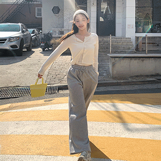 [주문폭주] (스트링밴딩팬츠/꾸안꾸필수템♥) 렌버 스트링 밴딩 와이드 트레이닝 팬츠