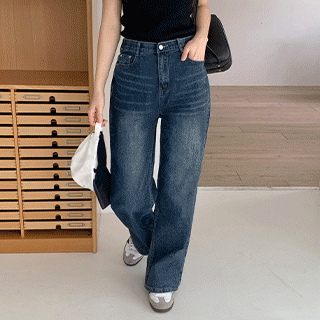 (2기장/히든밴딩/하체보정핏) 켈르 하이웨스트 히든 밴딩 와이드 데님 팬츠