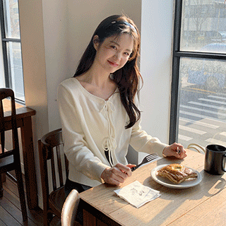 (앞뒤착용가능/코디만능템!) 비올레 투웨이 리본 크롭 니트 가디건