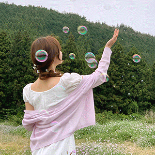 (2-way/살안타템쭈욱) 라퓨린 V넥 골지 시스루 투웨이 가디건