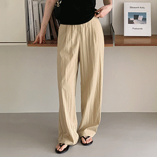 (MADE/-3℃시원함/입은듯안입은듯/쿨와샤원단) 카이덴 핀턱 와이드 쿨 와샤 슬랙스