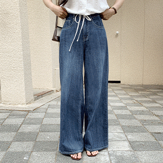 (S~L/후들후들/데님) 로덴 캣브러쉬 워싱 라이트 와이드 데님 팬츠