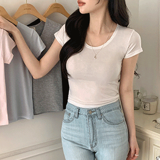 (1+1 한정판매!/탱글쫀쫀♥) 티노 레이어드 세미 크롭 반팔 티셔츠