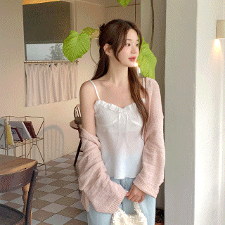 (쿨원사/살안타템/여리핏♥) 포에 시스루 루즈핏 숄 가디건