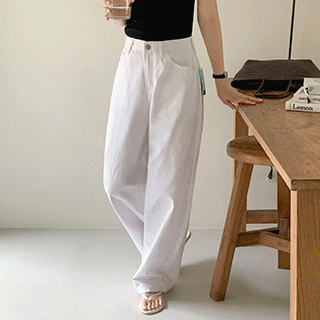 (쿨링원단/하체군살완벽커버/활용도만점템) 렌토아 하이웨스트 코튼 쿨링 와이드 팬츠