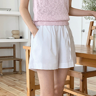 (스트랩set/린넨반바지) 핏츠 린넨 밴딩 숏 팬츠