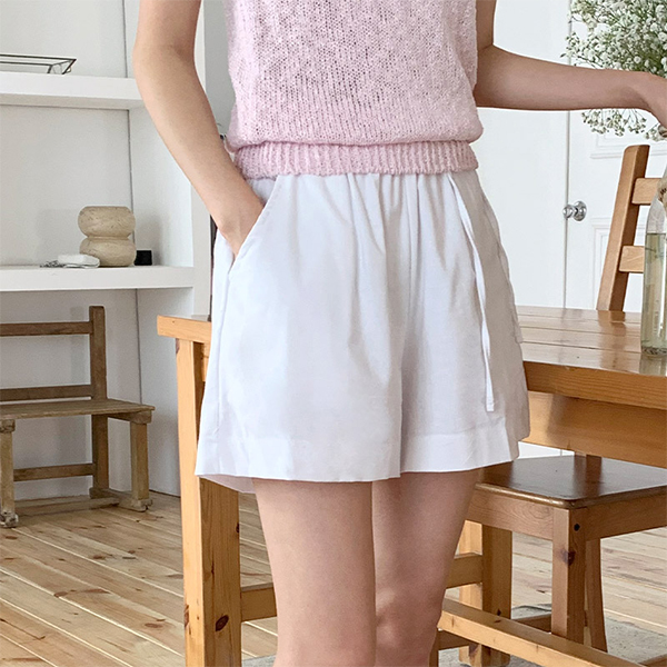 (스트랩set/린넨반바지) 핏츠 린넨 밴딩 숏 팬츠