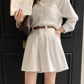 (벨트set/만능코디템♥) 리온 벨트 세트 뒷밴딩 코튼 버뮤다 팬츠