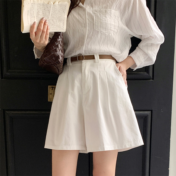 (벨트set/만능코디템♥) 리온 벨트 세트 뒷밴딩 코튼 버뮤다 팬츠