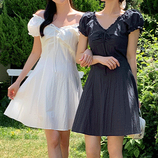 [1000장 돌파✨] (2기장/청순여리감성♥/휴양지원피스) 에이리 퍼프 스트랩 2기장 플레어 원피스