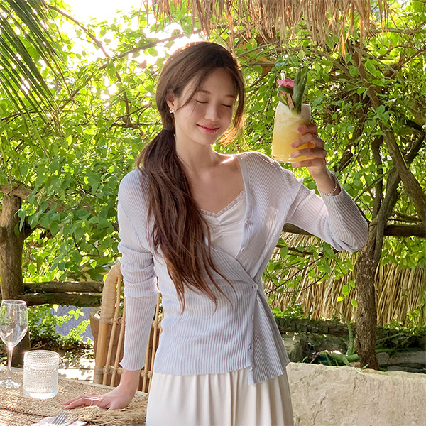 (살안타템/여리핏/투웨이연출) 세리아 브이넥 투웨이 랩 골지 가디건