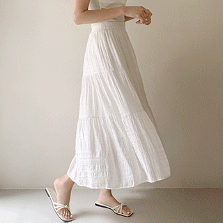 (풀밴딩/가볍고시원한/체형커버핏) 에르모 밴딩 캉캉 플레어 롱 스커트