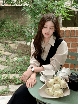 (MADE/하객룩정복/황금비율) 쫀쫀이 딥 브이넥 플레어 롱 드레스