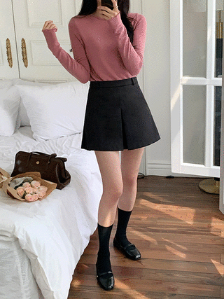 (허벅지둘레-3cm/코디만능스커트) 에리츠 A라인 플리츠 절개 미니 스커트