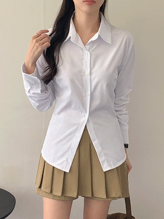 (허리강조핏/뒷밴딩/레이어드셔츠) 티엣 스트라이프 긴팔 셔츠