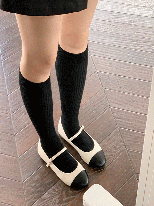 배색 콤비 메리제인 슈즈