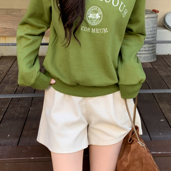 (보온감+핏UP/FW착붙템) 베르노 투핀턱 코듀로이 밴딩 하프 팬츠