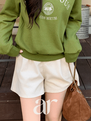 (보온감+핏UP/FW착붙템) 베르노 투핀턱 코듀로이 밴딩 하프 팬츠