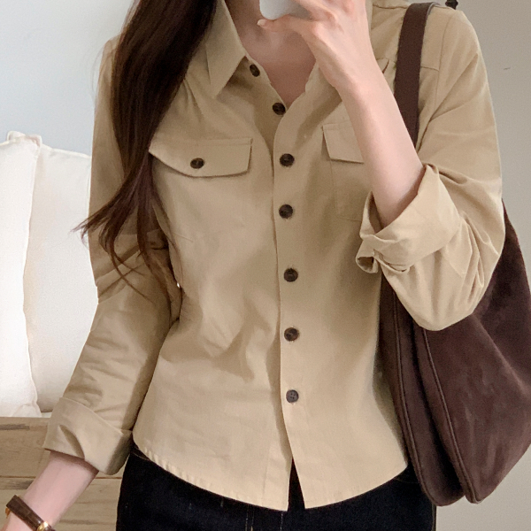 (감기는핏/가을무드낭낭♥) 코즐리 투포켓 슬림핏 코튼 셔츠